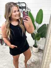 Load image into Gallery viewer, Butter Soft Half Hip Sleeveless Romper Dress in Black