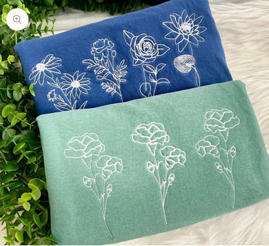 Birth Flower Embroidered Sweatshirt (See Options)