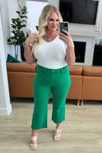 Load image into Gallery viewer, High Rise Control Top Wide Leg Crop Judy Blue Jeans in Kelly Green