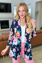 Load image into Gallery viewer, Lizzy Cardigan in Navy and Lavender Bouquet