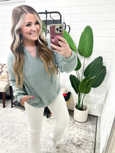 Load image into Gallery viewer, Sea Glass Sage Knit Hoodie