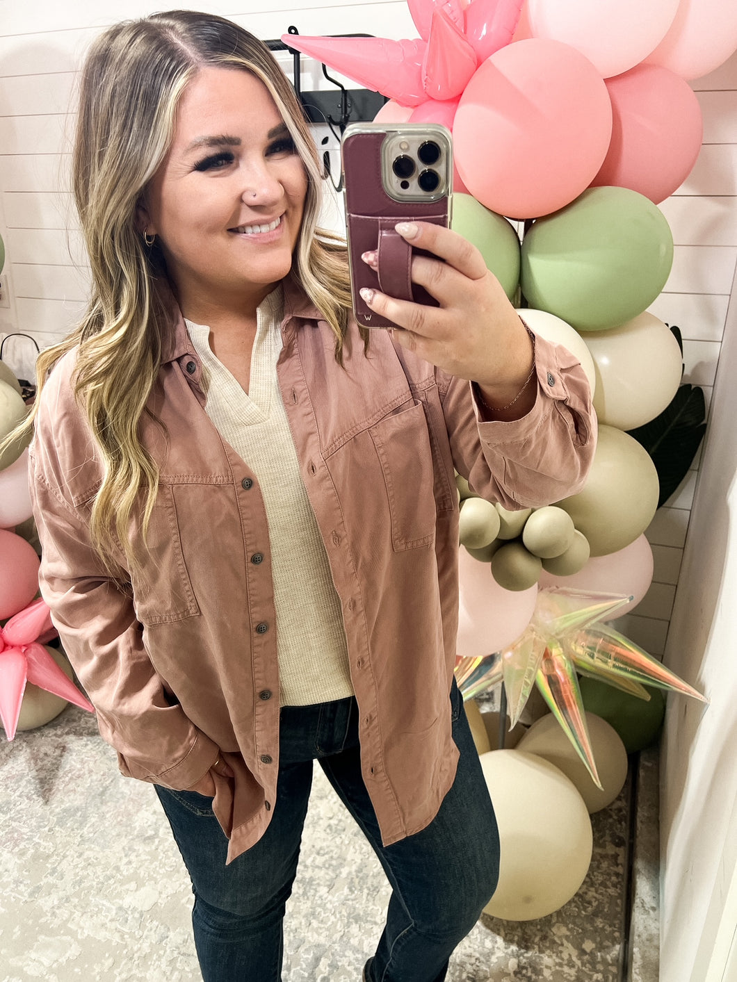 Button Up Long Sleeve Denim Shirt by RISEN