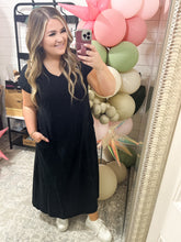 Load image into Gallery viewer, Modern Maritime Shift Maxi Dress in Black