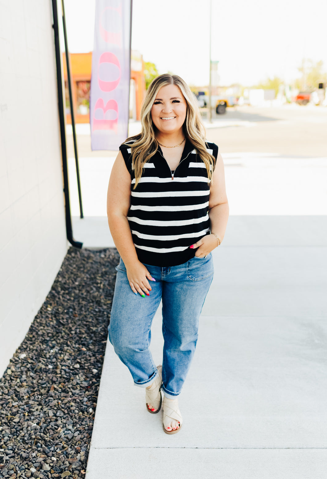 Attached at the Hip 1/4 Zip Sleeveless Sweater