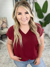 Load image into Gallery viewer, Very Much Needed V-Neck Top in Wine