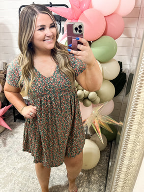 Floral Swing Dress in Green
