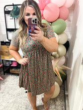 Load image into Gallery viewer, Floral Swing Dress in Green