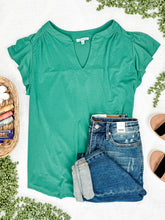 Load image into Gallery viewer, Flowy Gabby Style Top In Solid Jade