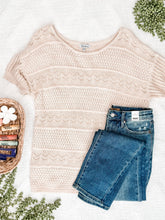 Load image into Gallery viewer, Crochet Detail Sweater Knit Top In Sand