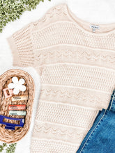 Load image into Gallery viewer, Crochet Detail Sweater Knit Top In Sand