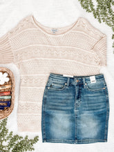 Load image into Gallery viewer, Crochet Detail Sweater Knit Top In Sand