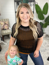 Load image into Gallery viewer, Coastal Dreams Fishnet Top in Black