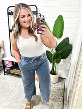 Load image into Gallery viewer, In or Out Wide Leg Cropped Pants Blue Grey