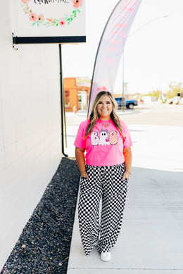 Checkered Ghost Boo Graphic Tee