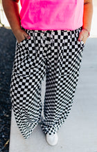 Load image into Gallery viewer, Haddie Wide Leg Checker Pants in Black