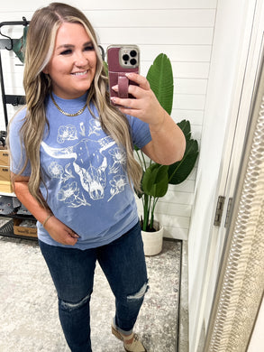 Floral Bull Skull Graphic Tee