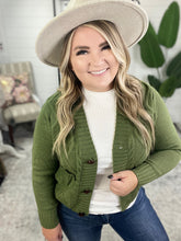 Load image into Gallery viewer, Climbing Vine Cable Knit Cardigan in Green