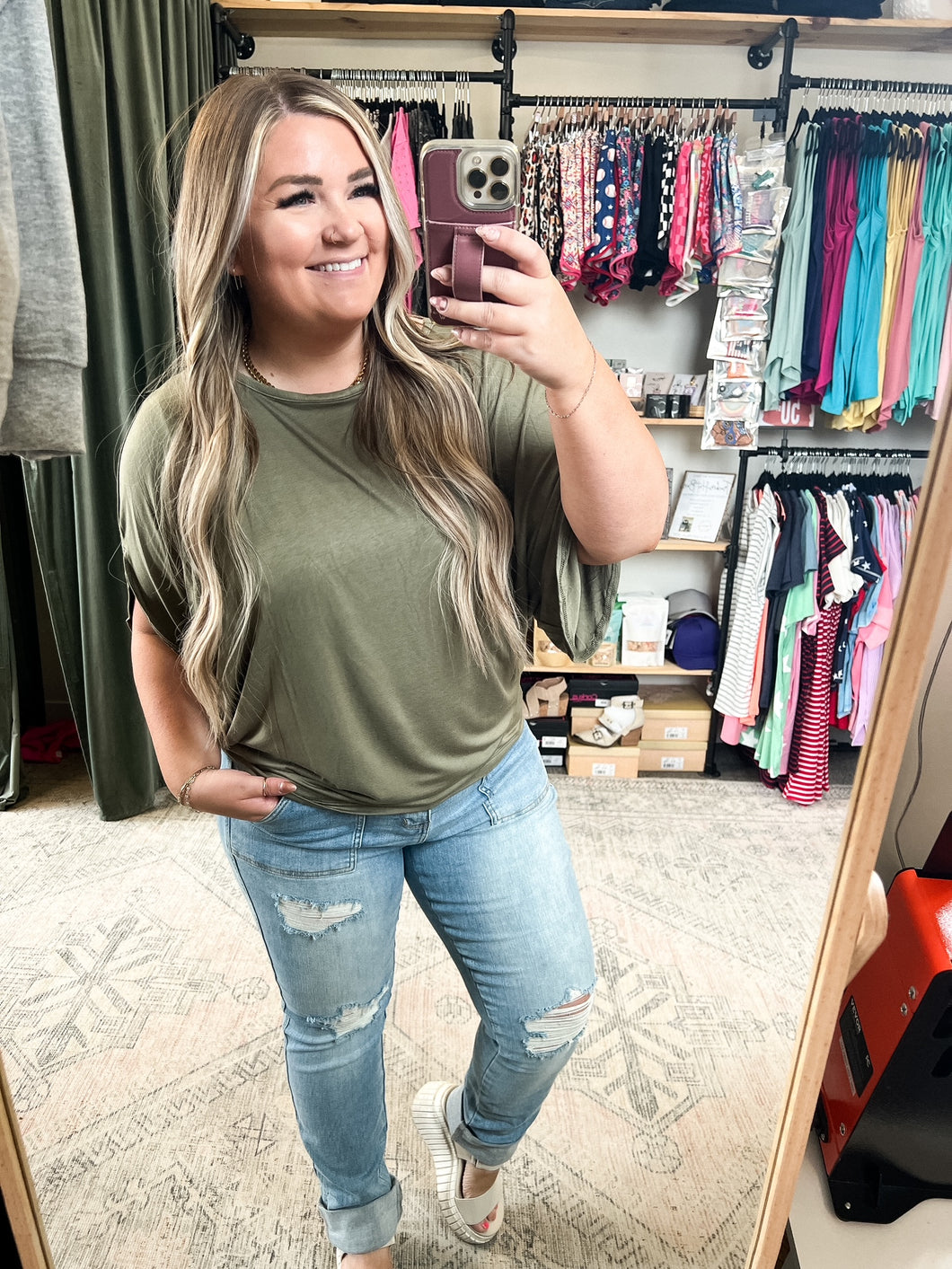 Darcy Dolman Top in Olive