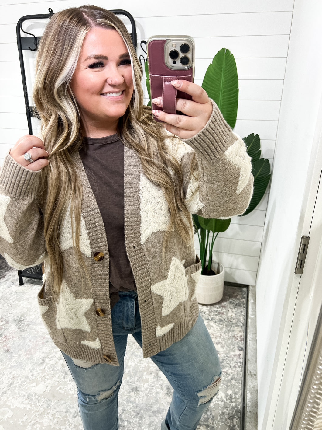 CharlieMae Star Button Up Long Sleeve Cardigan