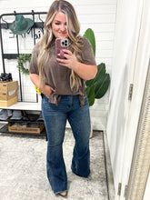 Load image into Gallery viewer, Miley High Waist Tummy Control Top Frayed Hem Flare Judy Blue Jeans