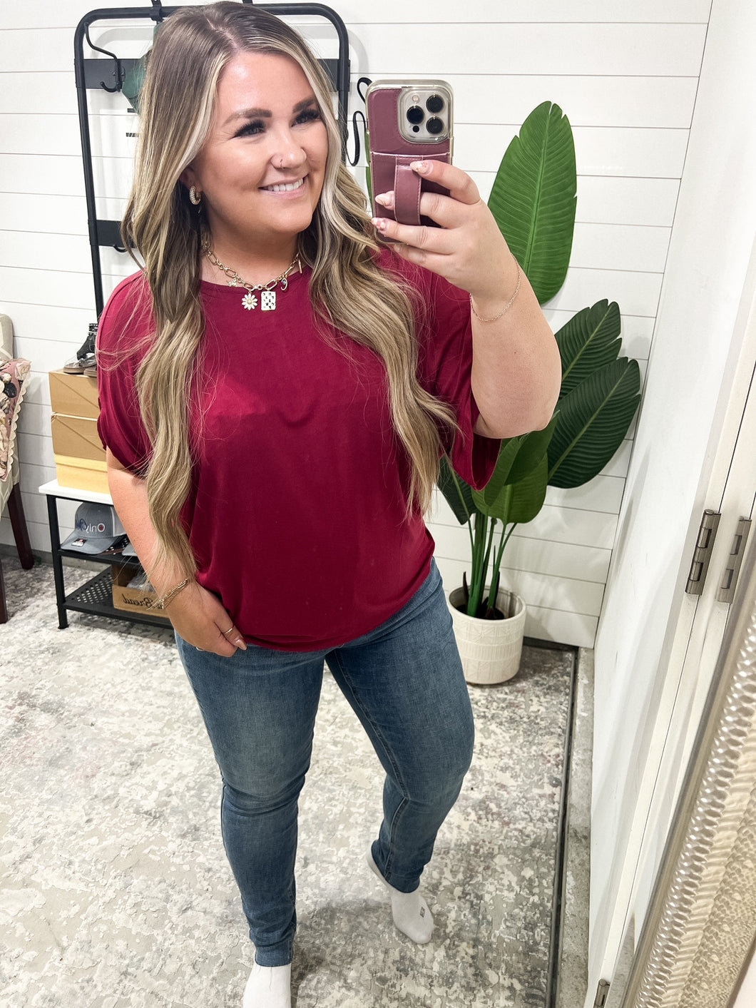 Darcy Dolman Top in Burgundy