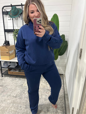 Lysa Satin Stripe Lounge Pants in Smoky Navy