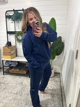 Load image into Gallery viewer, Lysa Satin Stripe Lounge Pants in Smoky Navy