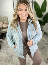 Load image into Gallery viewer, Jordan Hooded Denim Shacket in Light Wash