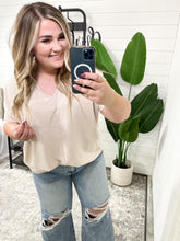 Load image into Gallery viewer, Crinkle Woven V-Neck Dolman Sleeve Top in Sand Beige