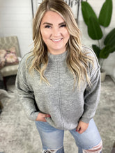 Load image into Gallery viewer, Garment Dyed Front Seam Sweater in Heather Grey