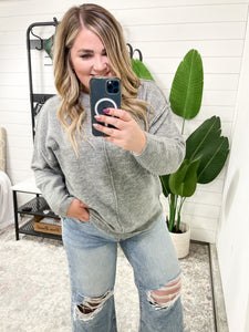 Garment Dyed Front Seam Sweater in Heather Grey