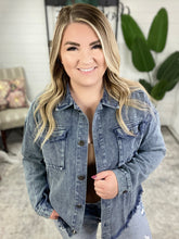 Load image into Gallery viewer, Mineral Wash Button Down Denim Jacket In Muted Navy