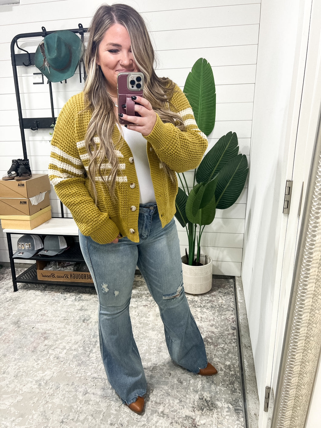 Caroline Mid Rise Control Top Distressed Judy Blue Flare Jeans