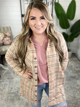Load image into Gallery viewer, Plaid Button Up Tunic In Beige &amp; Pink