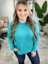 Load image into Gallery viewer, Ribbed Brushed Hacci Sweater in Light Teal
