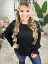 Load image into Gallery viewer, Peaceful Moments Smocked Sleeve Blouse in Black