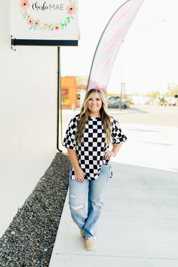 Check Babe Side Slit Top