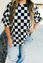 Load image into Gallery viewer, Check Babe Side Slit Top