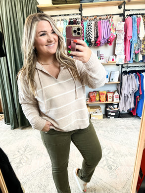 Cozy Coastline Striped Knit Hoodie