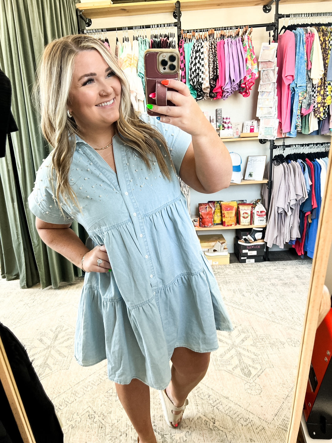 Daisy Pearl Denim Dress