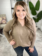 Load image into Gallery viewer, Long Sleeve V Neck Tunic Top In Beige