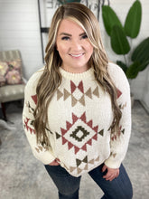 Load image into Gallery viewer, Popcorn Aztec Sweater In Cream, Olive &amp; Rust