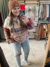 Load image into Gallery viewer, Half Zip Quilted Puffer Sherpa in Oatmeal Garnet