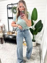Load image into Gallery viewer, Mid Rise Retro Wide Leg Judy Blue Jeans with Fold-over Waistband