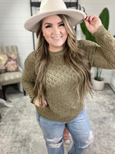 Load image into Gallery viewer, Chenille Cable Knit Sweater In Olive