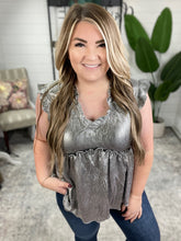 Load image into Gallery viewer, Shine On Metallic Peplum Top