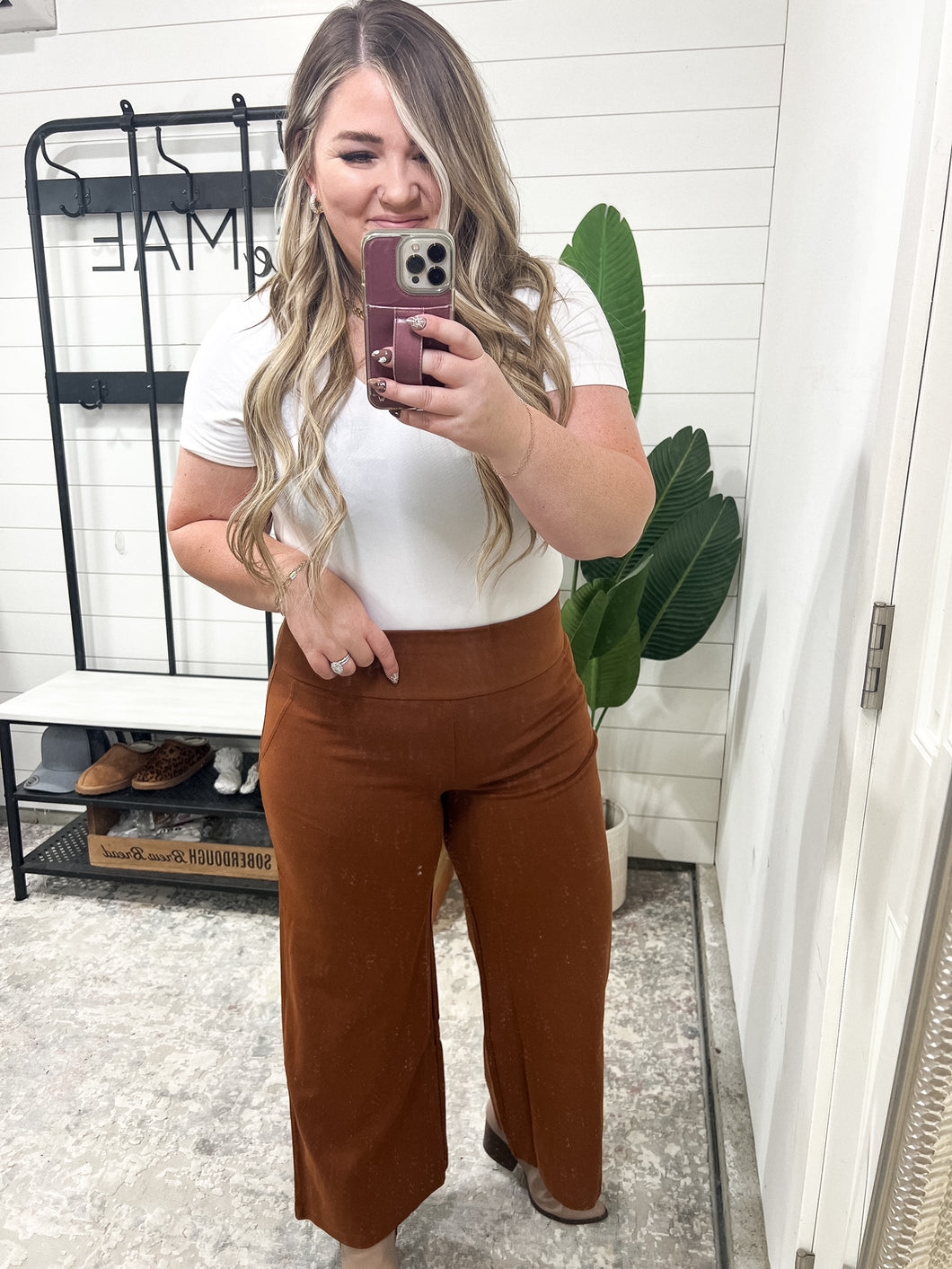 Magic Wide Leg Crop Pants in Rust
