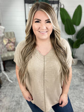 Load image into Gallery viewer, V Neck Dolman Sleeve Knit Top In Heathered Taupe