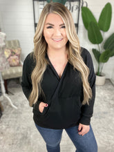 Load image into Gallery viewer, Dolman Hooded Top With Kangaroo Pocket In Black