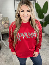 Load image into Gallery viewer, Merry Sequin Detailed Pullover In Holiday Red